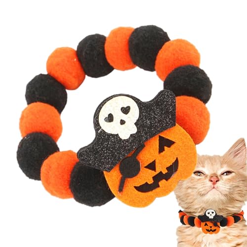 Ancsttu Halloween-Fliege für Hunde, stilvolles Welpenhalsband, bequemes Halloween-Hundehalsband, verstellbares Plüsch-Haustier-Hundehalsband, niedliche Halloween-Welpen-Halskette von Ancsttu