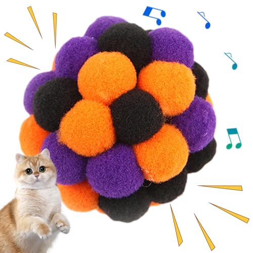 Ancsttu Katzen-Pom-Pom-Bälle, weiche Plüsch-Katzenbälle - Katzenspielzeug-Haustier-Plüsch zum Spielen - Interaktives Katzenspielzeug, Kätzchen-Pom-Poms-Ball für Katzen, die rollen, herabstürzen, jagen von Ancsttu