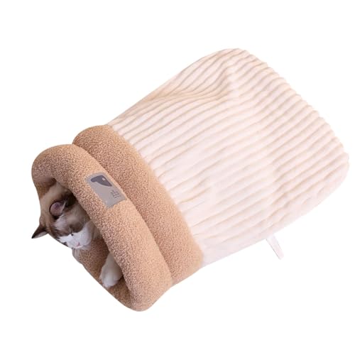 Ancsttu Katzenbett Höhlen Schlafsack, Waschbar Groß Geschlossen Warmer Katzenschlafsack, 360° Umwickelbare Weiche Und Bequeme Haustiermatte Für Winter, Größe L von Ancsttu