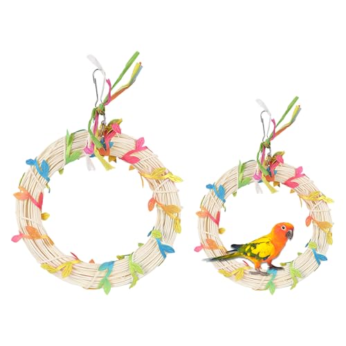 Ancsttu Parakeet Schaukel,Ring Sitzstangenspielzeug Für Vögel - Dekoratives Ringschaukel-Spielzeug Mit Blättern Für Sittiche Conure Für Käfig Garten Terrasse Außenbereich Ancsttu Parakeet Schaukel,Ring Sitzstangenspielzeug Für Vögel - Dekoratives Ringschaukel-Spielzeug Mit Blättern Für Sittiche Conure Für Käfig Garten Terrasse Außenbereich von Ancsttu