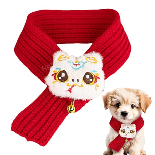 Ancsttu Strickschal für Hunde, rot, warm, mit Schlangenkopf-Design, Urlaubsdekoration, Winter-Strickschals, Haustier-festliches Outfit für chinesisches Neujahr von Ancsttu