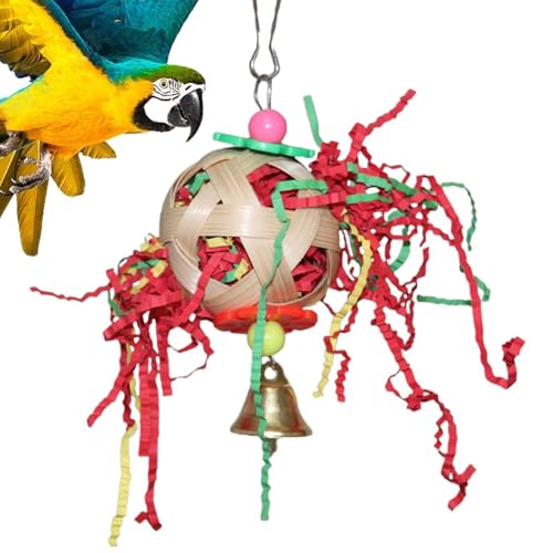 Ancsttu Vögel zerkleinern Spielzeug, Shredder Ball Vogelspielzeug - Kauschredderball für Sparrow - Vogel-Kauspielzeug, Rattan-Kugel, Vogelschredder-Spielzeug mit Glocke, geeignet für Sittiche, von Ancsttu