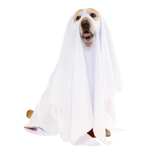 Geister-Hunde-Umhang, Geister-Kostüm, Halloween-Hunde-Geister-Kostüm, niedlicher weißer Hund, Halloween-Kostüm, gruselige weiße Hundebekleidung für Haustiere, Halloween, Cosplay, Foto-Requisiten von Ancsttu