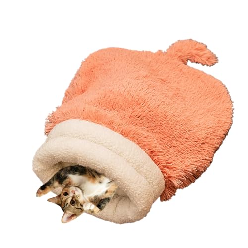 Katzenbett Höhlen Schlafsack, Geschlossen Warmer Katzenschlafsack Mit Süßem Schwanz Niedlich Warmer Katzenbetthöhle Weiche Und Bequeme Katzenschlafsack Für Winter von Ancsttu