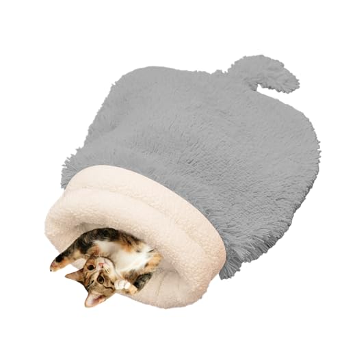 Katzenbett Höhlen Schlafsack, Geschlossen Warmer Katzenschlafsack Mit Süßem Schwanz Niedlich Warmer Katzenbetthöhle Weiche Und Bequeme Katzenschlafsack Für Winter von Ancsttu