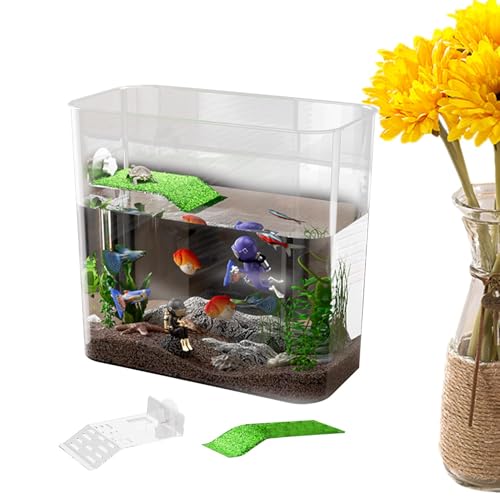 Transparentes Schildkrötenbecken, Schildkrötenbecken Starter Mit Terrasse Multifunktional Schildkröte Aquarium Transparentes Aquarium Set Für Betta-Garnelen, Goldfische, Schildkröte von Ancsttu