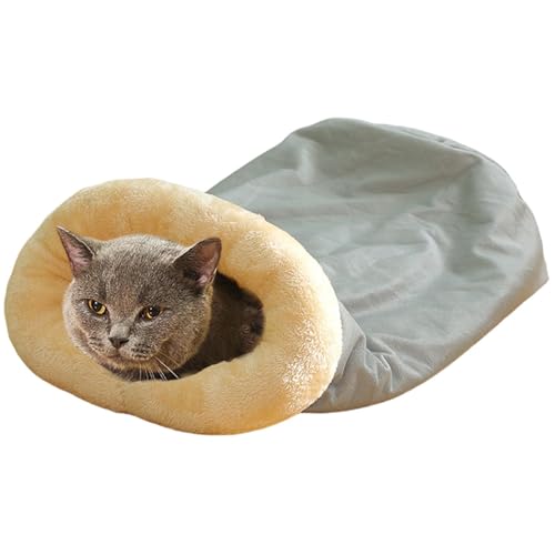 Winters Katzen Schlafsack, Weiche Und Bequeme Katzen Plüschschlafsack Halbgeschlossenes Warmer Katzen Plüschschlafsack Für Katzen Und Kleine Haustiere von Ancsttu