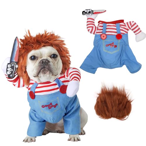 Halloween Kostüme für Hunde, Lustiges Hundekostüm Anzug Hundemesser Dolch Outfit, Katzen und Hundekostüme für Halloween, Brustumfang 38–45 cm(M) von Ancuioyz