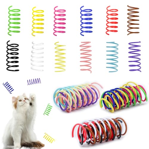 Andiker 12 Pcs Katze Frühling Spielzeug, Bunte robuste Kunststoff Katze Spirale Spielzeug mit Elastizität interaktive Katze Spielzeug für Indoor-Katzen zu swat (12 pcs) von Andiker