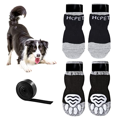 Andiker 2 Paar Anti-Rutsch Hundesocken mit Klebeschnalle, 8 Größen von S bis 5XL, Pfotenschutz Haftsocken für kleine mittlere und große Hunde Indoor Wear (3XL) von Andiker