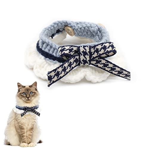 Andiker Breakaway Katzenhalsband, 24,9 cm lang, handgewebt, mit karierter Schleife, niedliches, verstellbares Kätzchenhalsband für Jungen, Katzen, Mädchen, Katzen (blau) von Andiker