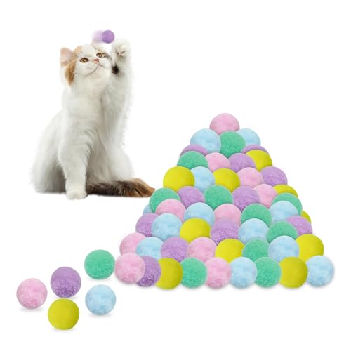 Andiker Glitzernde Katzenbälle, 3,8 cm, 20 Stück, bunte Lametta-Katzen-Glitzerkugeln, interaktives und leichtes Katzenspielzeug für Indoor-Katzen, um fit und aktiv zu bleiben (3 cm Macaron) von Andiker