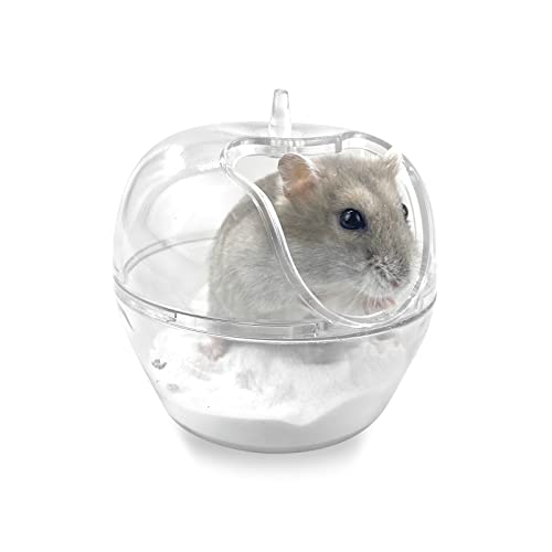 Andiker Hamster Badewanne, Kunststoff Transparent Hamster Waschraum, Kleine Haustier Badewanne Behälter Sauna Toilette Box mit Schaufel für Hamster, Rennmäuse, Chinchilla, Golden Silk Bear (S) von Andiker