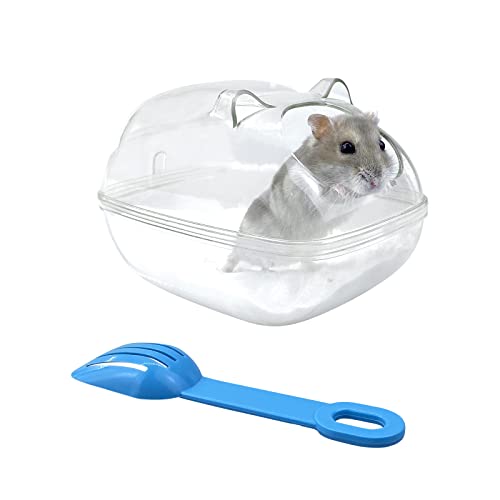 Andiker Hamsterbad, Badewanne aus Hamstersand, transparent, für kleine Haustiere, WC mit Schaufel, Hamster-Badekiste (S) von Andiker