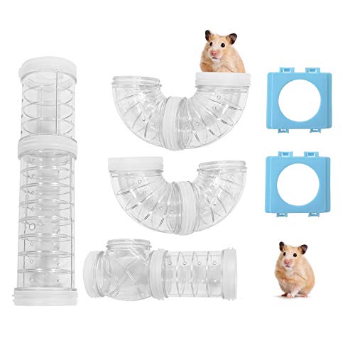 Andiker Hamsterschläuche Kit mit 2 Rohrverbindungsplatten, Transparentes DIY-Verbindungs-Tunnelbahn zum Erweitern des Weltraums, Hamster-Käfig-Zubehör, Hamster-Spielzeug (transparent) von Andiker