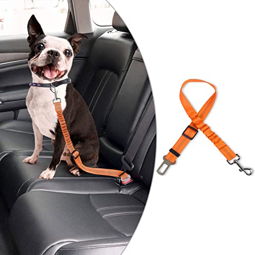 Andiker Hunde Sicherheitsgurte für Autos, Anti-Schock Hund Sicherheitsgurt mit elastischem Nylon Bungee Puffer, Sicherheit Heavy Duty Elastic Lead Harness für Kleine Mittlere Große Hunde (orange) von Andiker