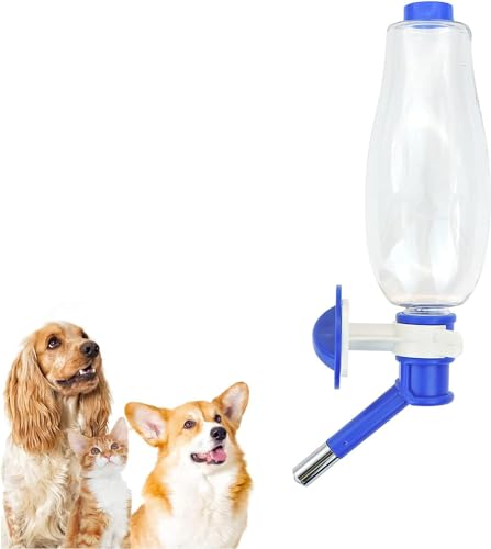 Andiker Hunde-Wasserflasche, hängender Hunde-Wasserspender, 500 ml, Haustier-Trinkbrunnen mit großem Fassungsvermögen, für Käfig, automatisches Fütterungsgerät für kleine und mittelgroße Hunde (Pink) von Andiker