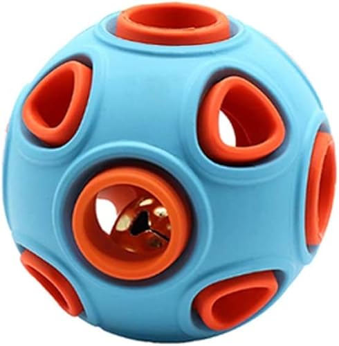 Andiker Hundeball, Hunde-interaktives Spielzeug mit Ring, Glocke, Spielzeug, Hunde-Gummibälle, Hüpfball, Haustierspiel, Puzzle-Ball, bissfestes Spielzeug für Haustier-Kauspielzeug (L, blau) von Andiker