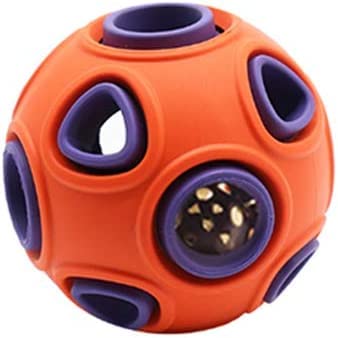 Andiker Hundeball, interaktives Spielzeug mit Ring, Glocke, Hundespielzeug, Gummibälle, Hüpfball, Haustierspiel, Puzzle-Ball, bissfestes Spielzeug für Haustier-Kauspielzeug (s, orange) von Andiker