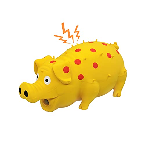 Andiker Quietschendes Hundespielzeug, gepunktet, Latex-Kauspielzeug mit einem Oinks-Sound, Quietscher, Grunzendes Schwein, Hundespielzeug, langlebig, selbstspiel, 20,3 cm, Hundespielzeug zum Beißen, von Andiker