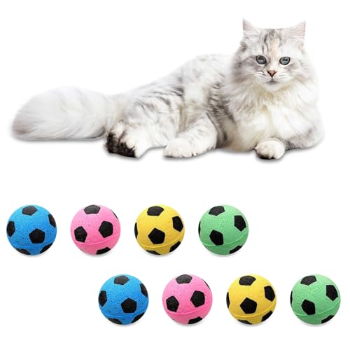 Andiker Katzen-Fußball-Spielzeug, weich, geräuschfrei, gut federnd, interaktives Katzenspielzeug für Indoor-Katzen, reduziert Langeweile und Stress (8 Stück) von Andiker