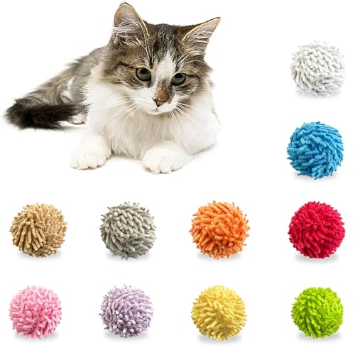 Andiker Katzenball-Spielzeug in 25,4 cm, 4,2 cm, integrierte Glocken, buntes Katzenspielzeug für Indoor-Katzen, reduziert Langeweile, Reinigung der Zähne und hält fit (bunt) von Andiker