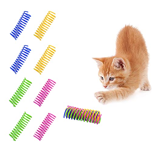 Andiker Katzenspielzeug für Hauskatzen interaktives Katzen Federspielzeug 3,34-Zoll 4 Farben, 8 Stück Schlaufensätzen Leicht, langlebig, hochelastisch Spiralfedern für Katzen (8pcs) von Andiker