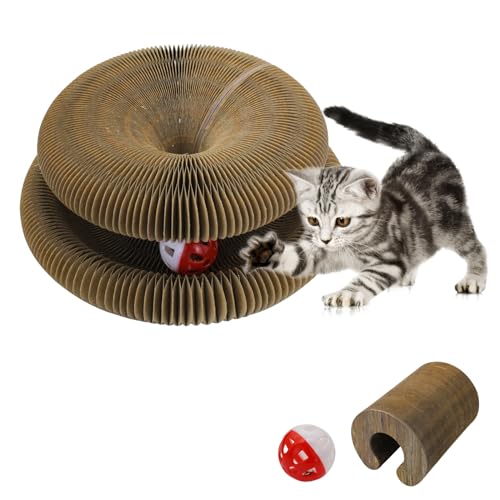 Andiker Magic Organ Cat Scratching Board, Wellpappe Katze Kratzer mit Ball für das Spielen Kratzen Pfoten, faltbar Schleifen Katzenspielzeug für Indoor-Katzen für Mental &Physical Übung (Typ 1) von Andiker