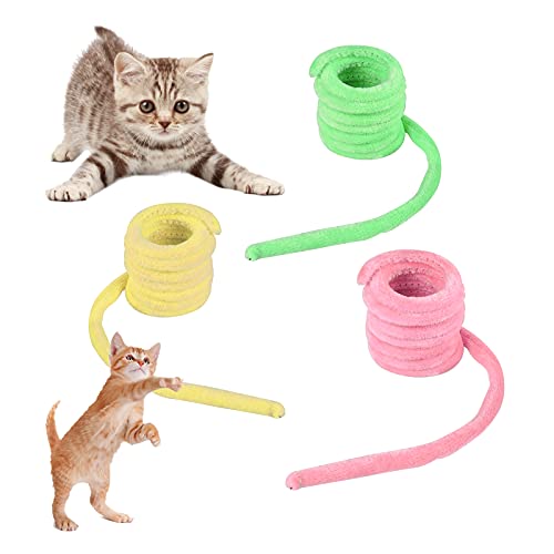 Andiker Plüsch-Katzen-Frühlingsspielzeug, Bissfestes Katzenminze-Katzenspielzeug für Indoor-Katzen, 3pcs buntes interaktives Katzenspielzeug Katzen-Unterhaltungsspielzeug für Kätzchen spielend (3PCS) von Andiker