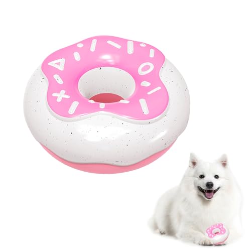 Andiker Quietschendes Hundespielzeug, 11,8 cm, Gummi, Kauspielzeug für aggressive Kauer, Donut-Form, interaktives Hundespielzeug mit cremigem Geschmack, für mittelgroße und große Rassen zum Kauen und von Andiker