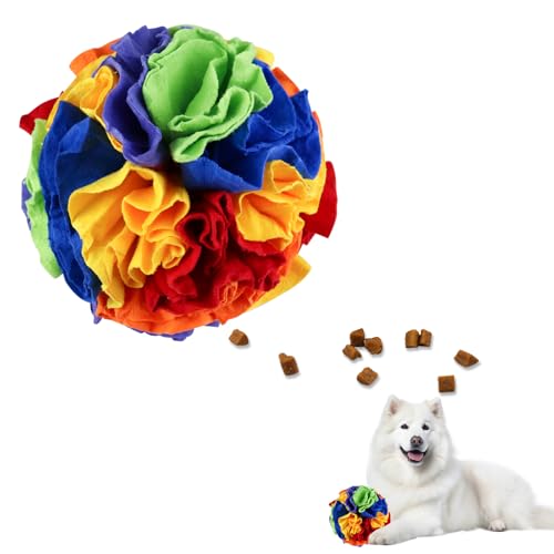 Andiker Schnüffelball für Hunde, Plüsch, bunt, interaktiver Schnüffelball, Versteck, Hundepuzzle-Spielzeug zur Linderung von Langeweile und Training, maschinenwaschbar, Hundeball für kleine Hunde von Andiker