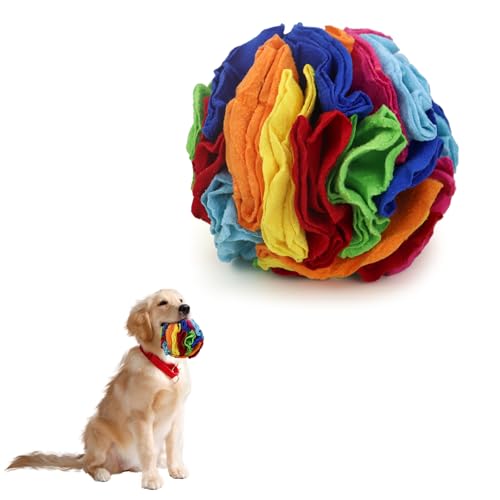 Andiker Schnüffelball für Hunde, Plüschball, bunt, interaktiver Schnüffelball, Versteck, Hunde-Puzzle-Spielzeug zur Linderung von Langeweile und Training, maschinenwaschbar, Hundeball für kleine Hunde von Andiker