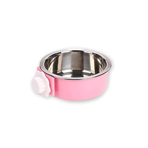 Haustier Hängender Napf 2 in 1 Abnehmbare Edelstahl Futter Hängende Schüssel für Welpen/Katze, Andiker Haustier Schüssel Hängender Käfig Groß Wasserfutter Futterspender für Hunde Katzen (Groß, Rosa) von Andiker