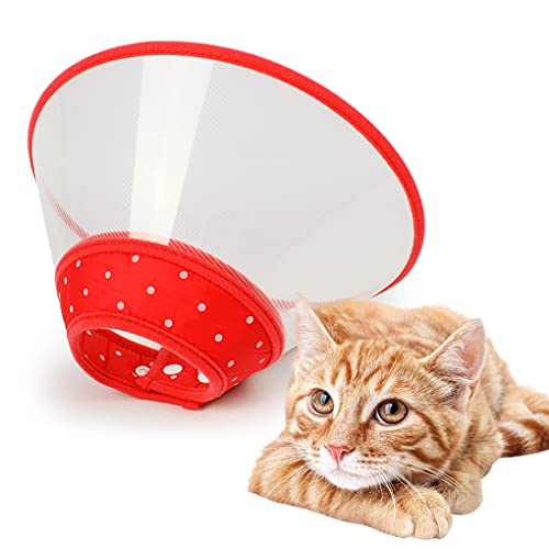 Pet Cone Recovery Hundekegel, verstellbares Hundehalsband, transparentes gepolstertes Halsband mit atmungsaktivem, weichem Rand, entworfen für Katzen und Welpen (klein, rot) von Andiker