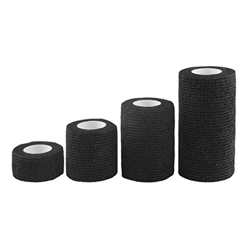 Andux Zone Selbstklebende Bandage 4 Rollen Cohesive Wrap-Verband ZZTXBD-04 (Schwarz) von Andux