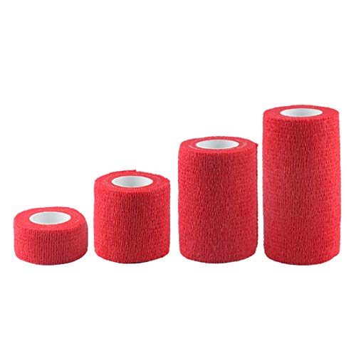 Andux Zone Selbstklebende Bandage 4 Rollen Cohesive Wrap-Verband ZZTXBD-04 (rot) von Andux