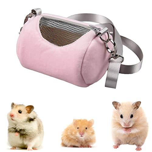 Andy's Orchids Hamster-Tragetasche, Haustier-Reisetasche, Outdoor-Reisehandtasche, tragbare kleine Haustier-Handtasche mit verstellbarem Schultergurt, für Meerschweinchen, kleine Haustiere, Rosa von Andy's Orchids