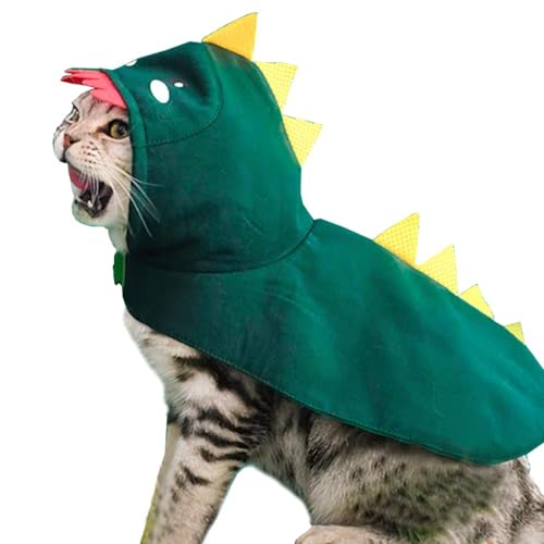 Anelekor Dinosaurier-Kostüm für Hunde, grün, Halloween, Katzenumhang, mit Kapuze, Haustierdrache, Kleidung für Welpen, Chihuahua, Yorkie (Grün, Größe XS) von Anelekor