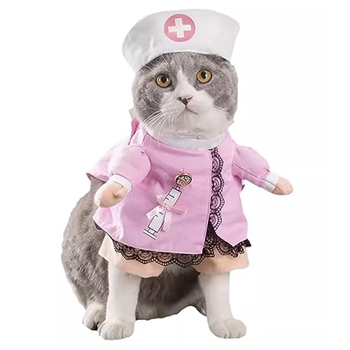 Anelekor Hundekrankenschwester-Kostüm, Halloween, Welpen, Cosplay, Haustierarzt, Kleidung, lustige Jeans, Katzen-Outfit Bekleidung für kleine Hunde (Krankenschwester, Größe M) von Anelekor