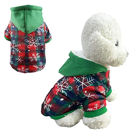 Anelekor Kleiner Hund Weihnachten Hoodies Xmas Welpe Warme Kleidung Haustier Winter Kapuzenmantel Hundejacke Weihnachten Kaltes Wetter Outfit für Katzen Hunde (A, Medium) von Anelekor