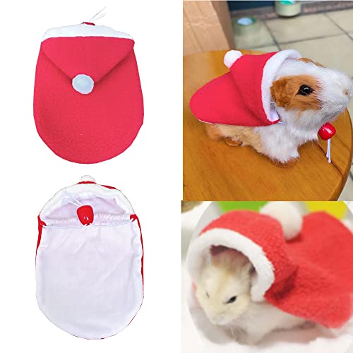 Anelekor Weihnachtskostüm für kleine Haustiere, Hamster, Umhang mit Hut, Meerschweinchen, Weihnachtsmann, Umhang, niedlicher warmer Poncho, Eichhörnchen, Chinchilla und ähnliche Tiergröße (M) von Anelekor