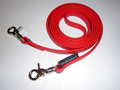 MJH Beta BioThane Zügel Shetti 16mm breit 2m lang vernäht (rot) von Angel for Pets