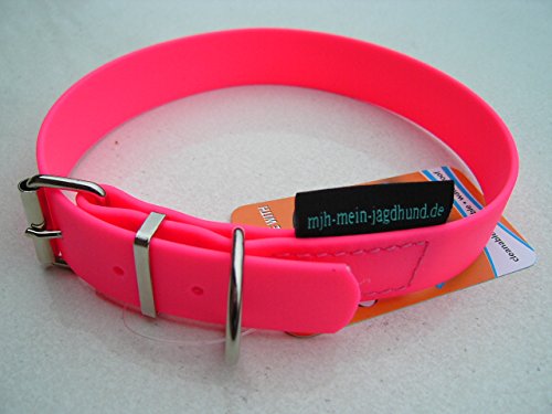 Angel for Pets MJH BioThane Halsung verstellbar 35-41cm 25mm breit vernäht neon pink von Angel for Pets