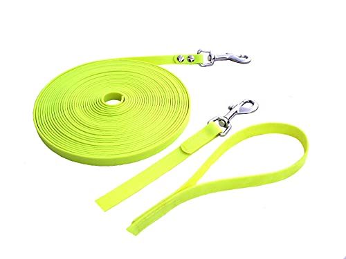 Angel for Pets MJH Schleppleine Beta Biothane 16mm breit neon gelb Edelstahl vernäht (8m) von Angel for Pets