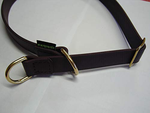 MJH super weiches Zugstopp Halsband, 25mm breit, schwarz, vernäht, Messingbeschläge von Angel for Pets