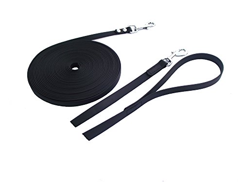 MJH Leine 1,50m lang/19mm breit schwarz mit Handschlaufe, weich, abwischbar von Angel for Pets