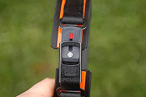 MJH Schweißhalsung Reflex vernäht Super Heavy 38mm breit braun/orange mit Sprenger ClickLock Verschluss u. Schweißwirbel (43cm) von Angel for Pets