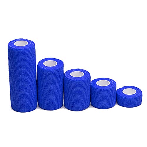 Angela-homestyle 10 Rollen Kohesive Selbsthaftende Bandagen Fingerpflaster Fingerverband Wundverband selbstklebend wasserfest (10cm x 4.5m, Blau) von Angela-homestyle