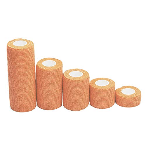 Angela-homestyle 10 Rollen Kohesive Selbsthaftende Bandagen Fingerpflaster Fingerverband Wundverband selbstklebend wasserfest (10cm x 4.5m, Fluoreszierende Orange) von Angela-homestyle