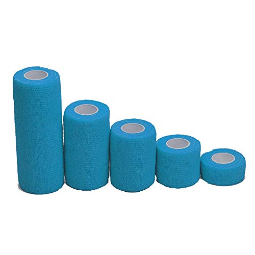 Angela-homestyle 10 Rollen Kohesive Selbsthaftende Bandagen Fingerpflaster Fingerverband Wundverband selbstklebend wasserfest (15cm x 4.5m, Hellblau) von Angela-homestyle